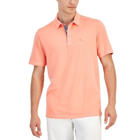 Tommy Bahama Men's Kohala Peak Soft Fabric Short-Sleeve Polo Shirt Peach L - Picture 1 of 6